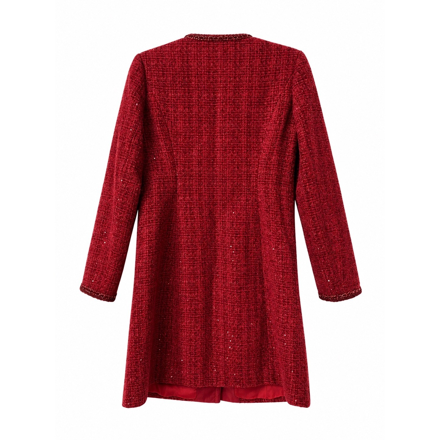 GOELIA Red Tweed Button Front Mini Coat Dress Belted US 6 EU 38 Medium