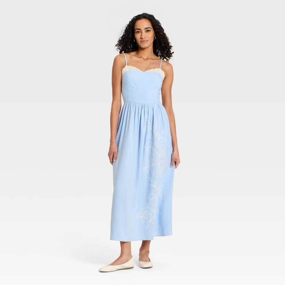 Women Sleeveless Cutwork Midi Sundress – Universal Thread