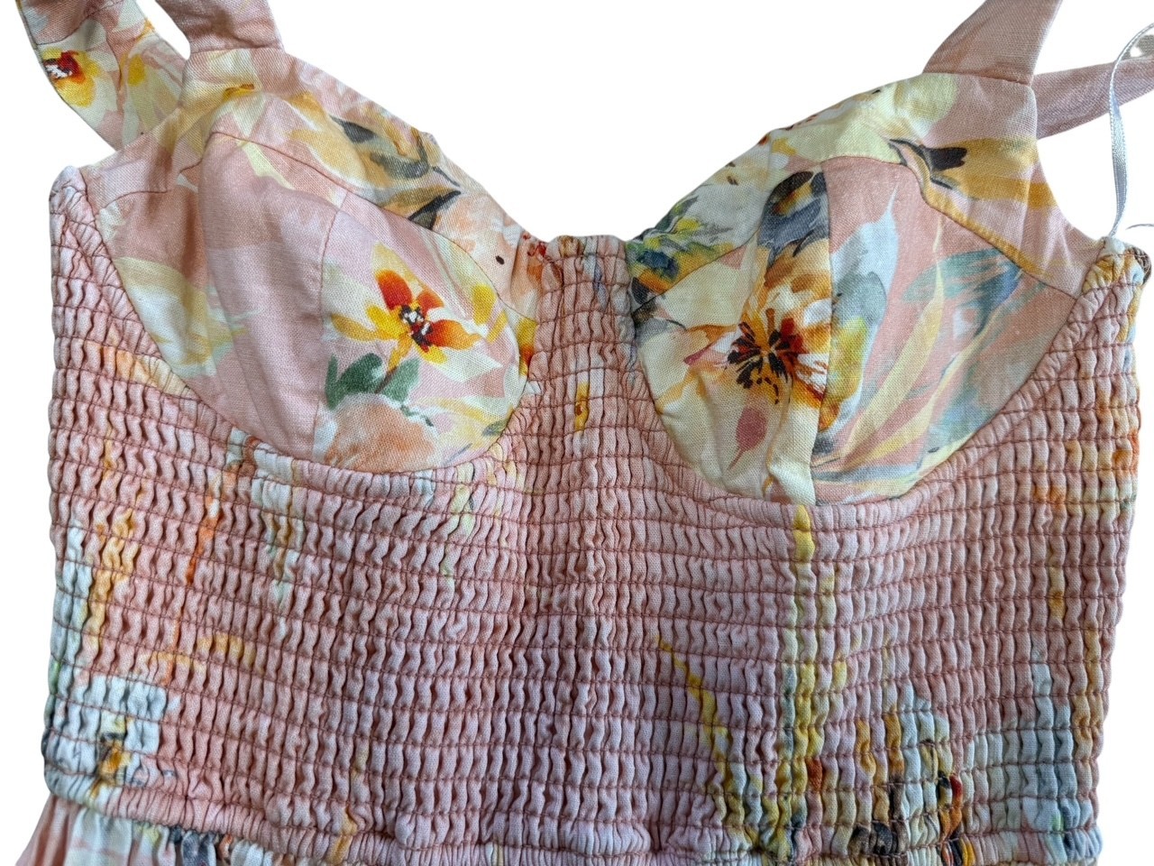 YUMI KIM WAVERLY LINEN DRESS DESTINY DELIGHT ROSE PRINT BUBBLE HEM XS