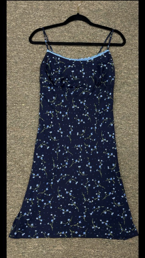 Weathervane – 90’s Floral Dress Navy with blue flowers dry clean only