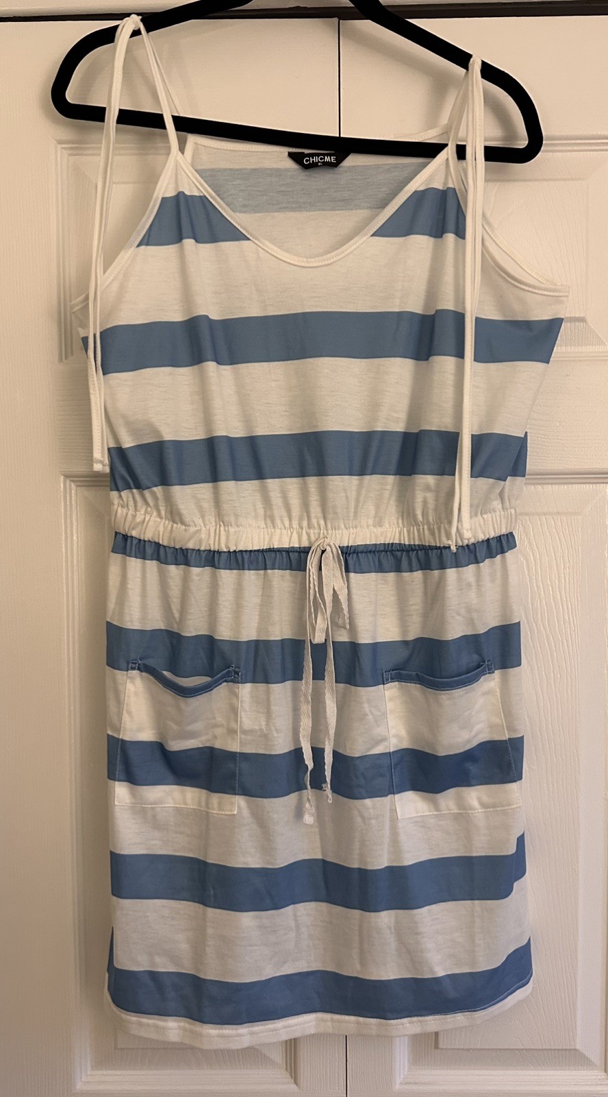 CHICME Strappy Romper Dress – Women’s Juniors Size XL Blue White