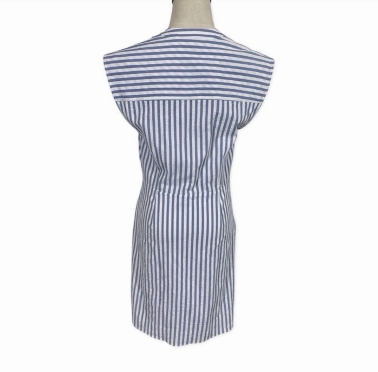Veronica Beard Jeans Blue/White Striped Seersucker Lined Shirt Dress S