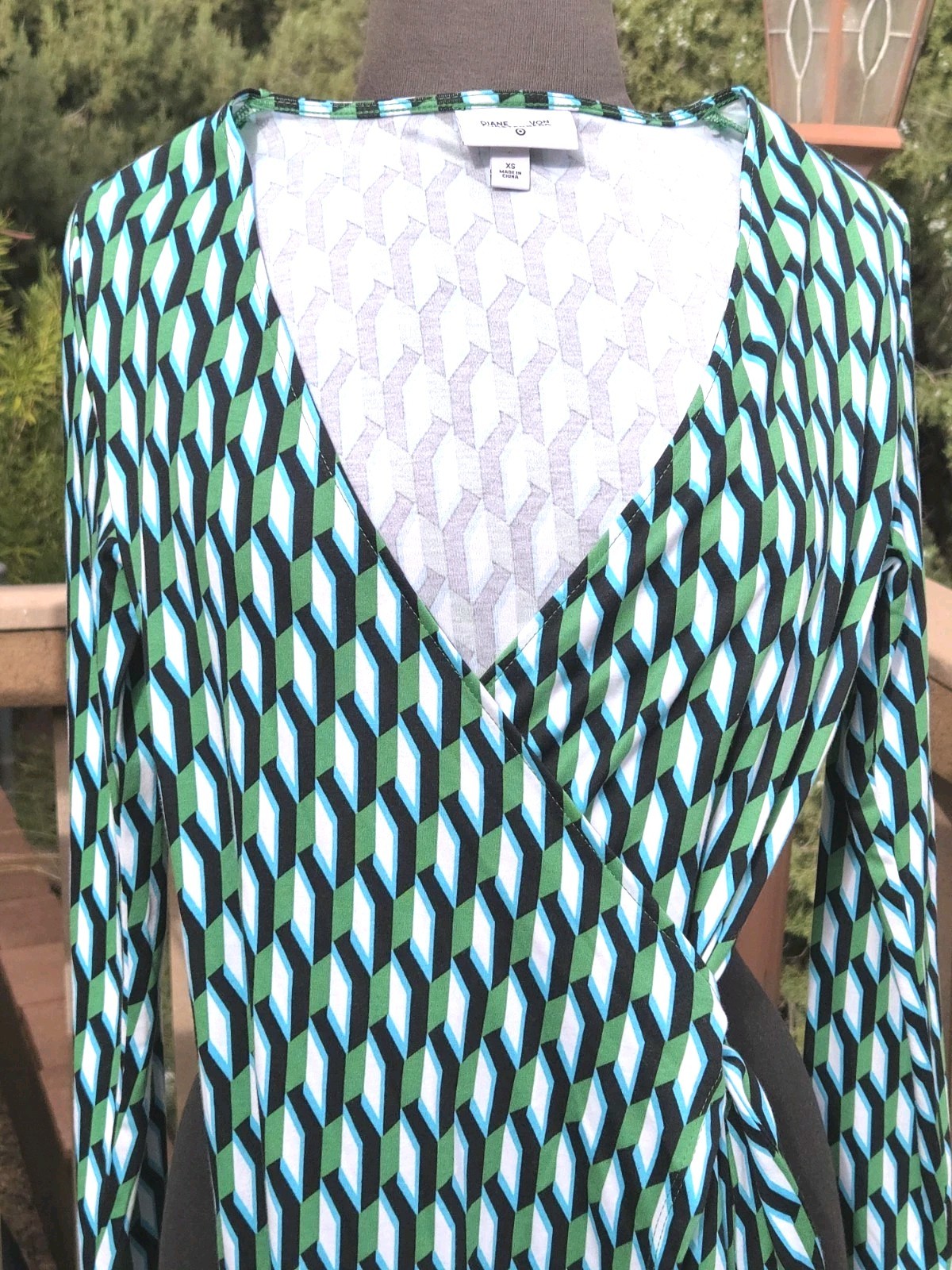 Diane Von Furstenberg for Target Wrap Dress Arrow Geometric Green New Size XS