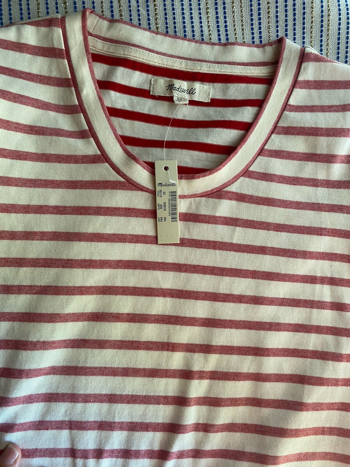 Madewell Mini Dress Muted Red/Cream Striped Retreat T-Shirt Sz XS NWT