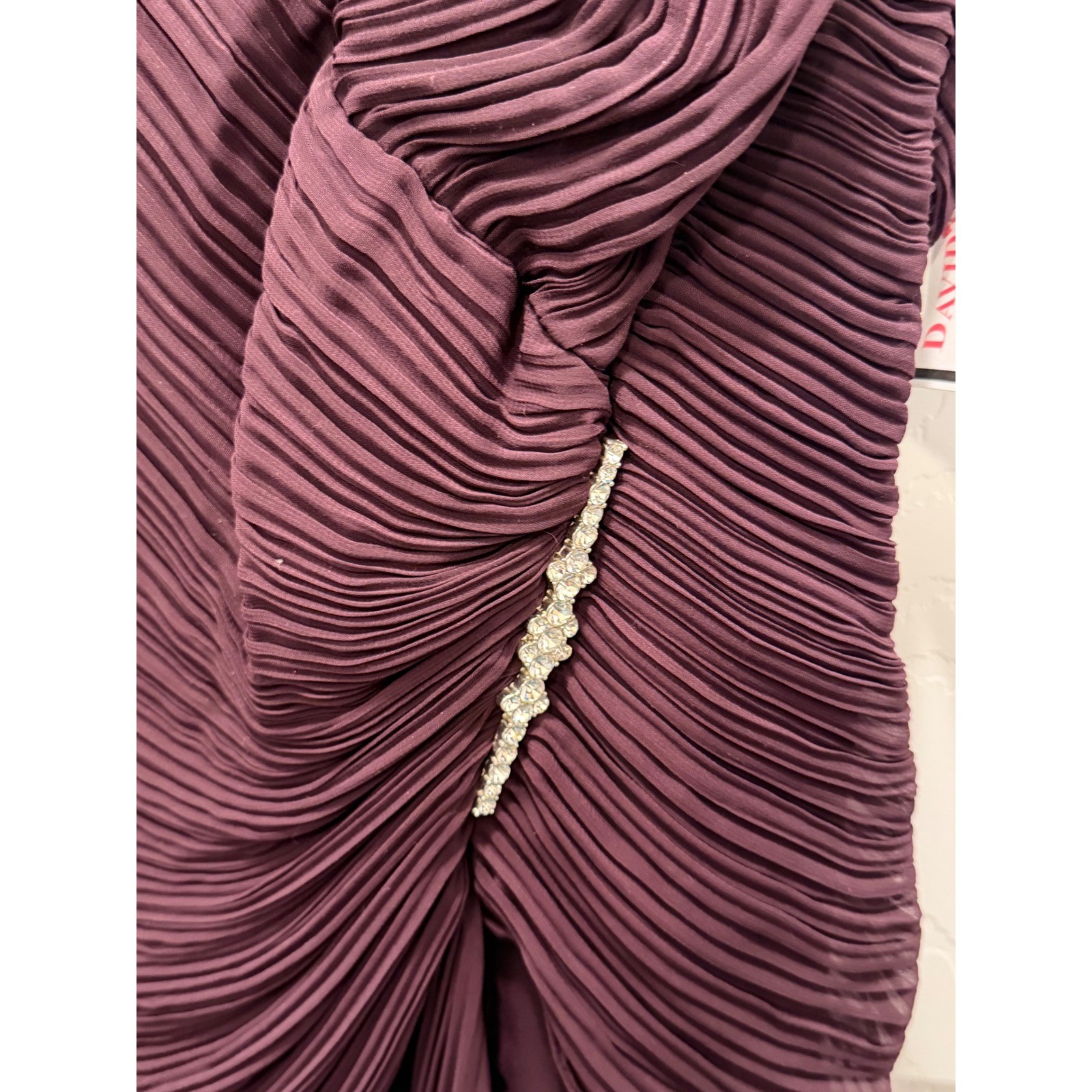 NWT Davids Bridal Eggplant Purple Chiffon Pleated Gown Mother of Bride Womens 18