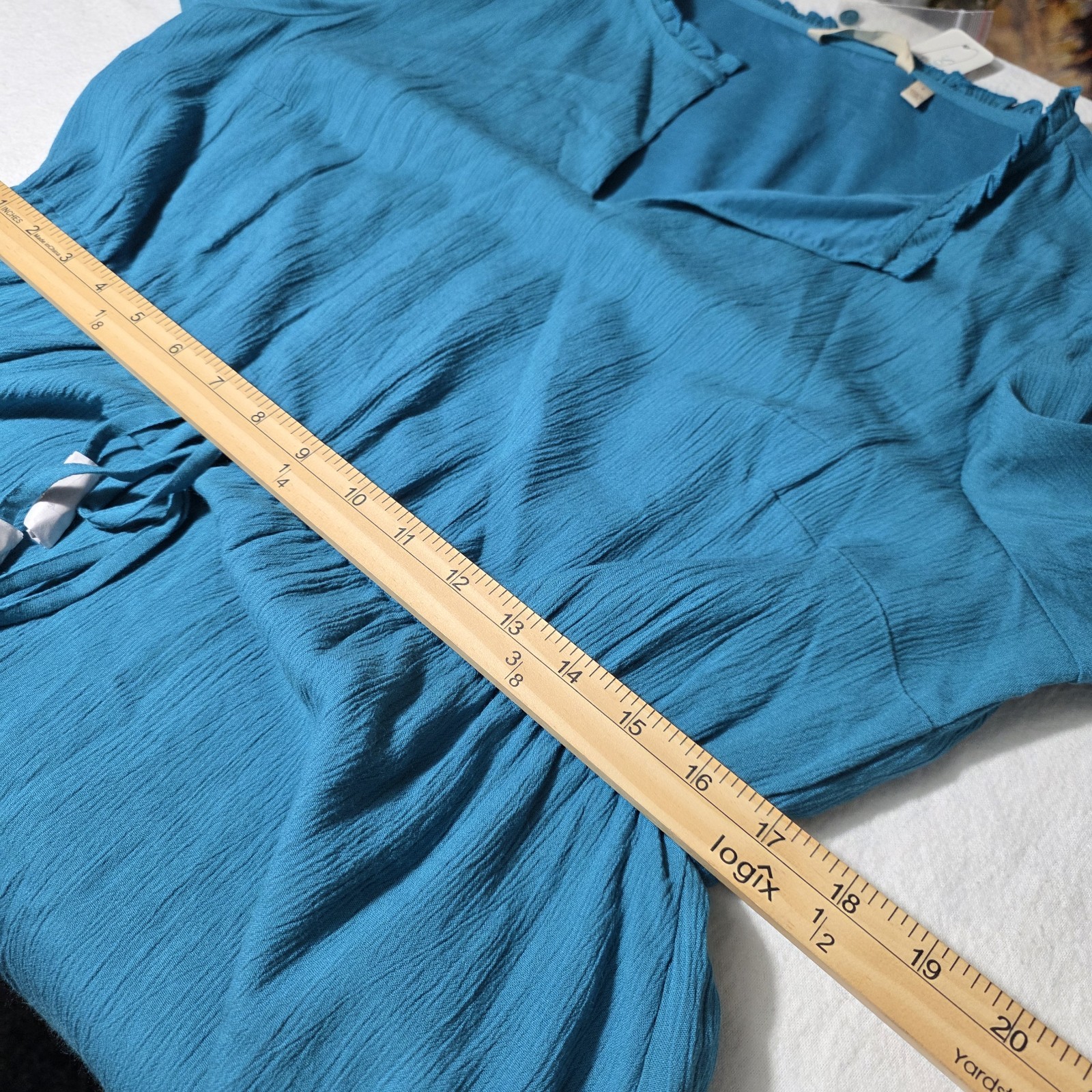 Soft Surroundings Meara Womens Mini Gauze Dress Size L Teal Blue Slip Lined NWT