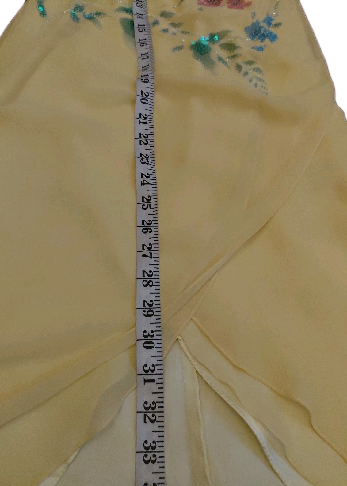 Vintage Cache Yellow Dress Maxi Beaded Floral Gown 2 S Silk Y2K Glam Evening