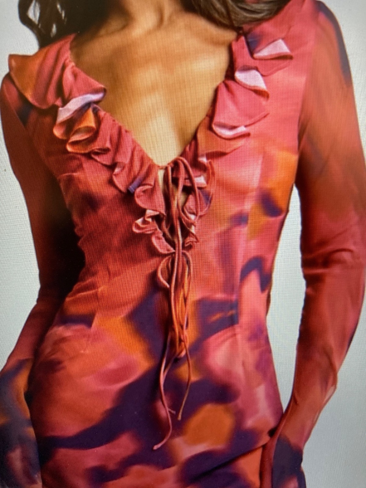 Showpo Pink and Purple Alesya Ruffle Mini Dress 10 NWT