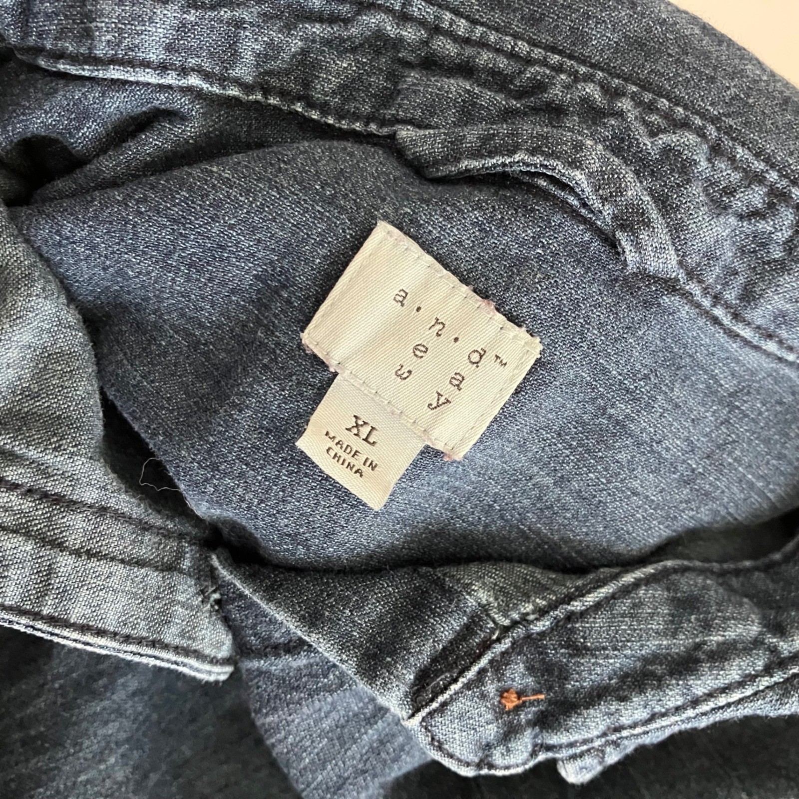 A New Day Womens Preppy Classic Western Dark Wash Denim Shirt Dress Pockets XL