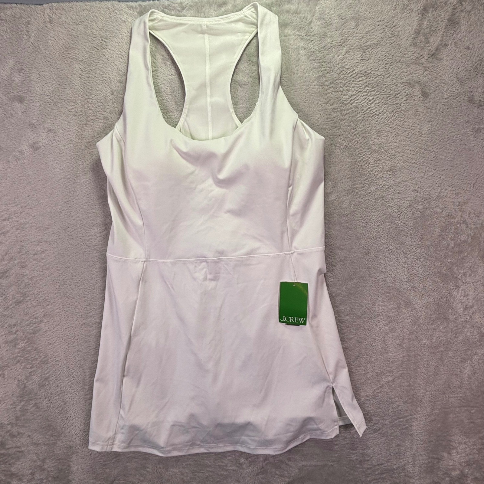 J.Crew Women Active Dress L White CloudStretch Racerback Built-in Shorts BP015