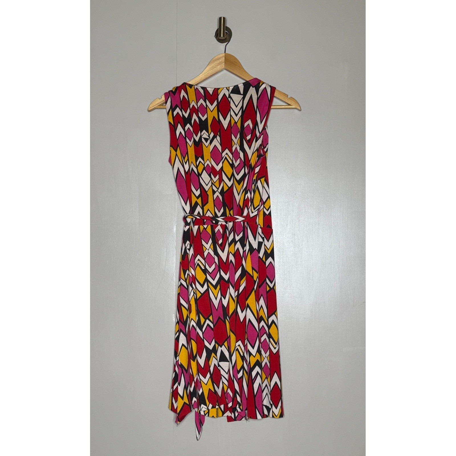 Diane von Furstenberg Silk Jersey Wrap Dress Geometric Print Size 8