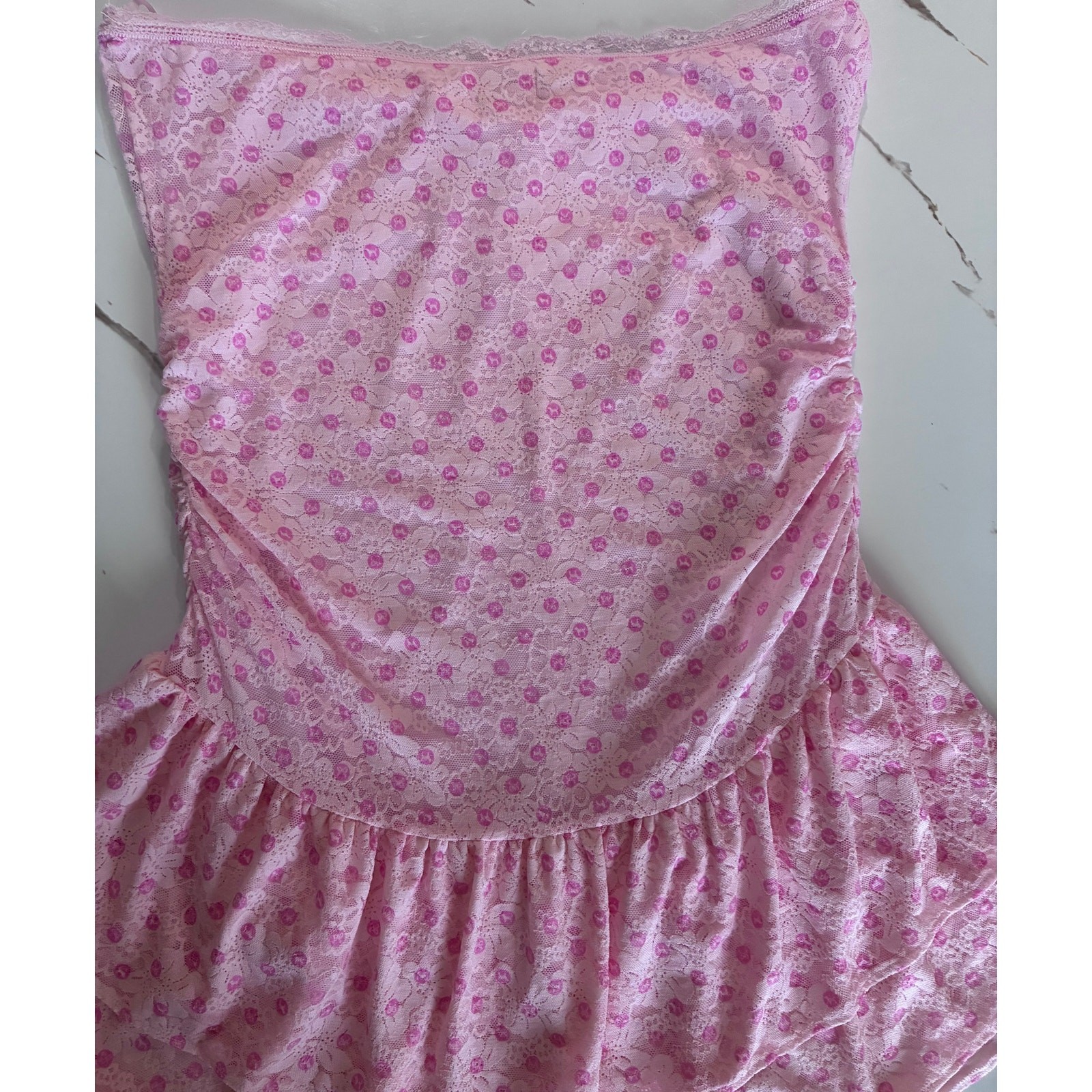 VS PINK x LoveShackFancy Everblooming Strapless Floral Lace Mini Dress XL NWT