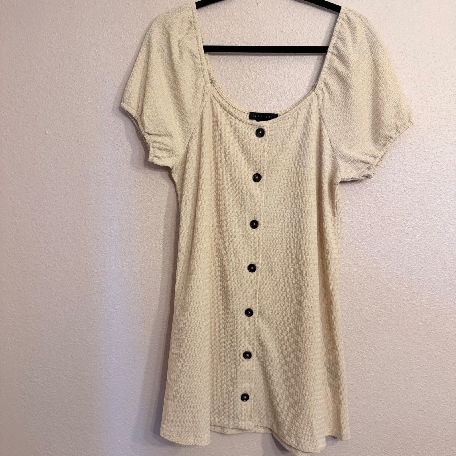 Sanctuary Womens Cream Textured Button Front Mini Dress CD1697NC1 Size M