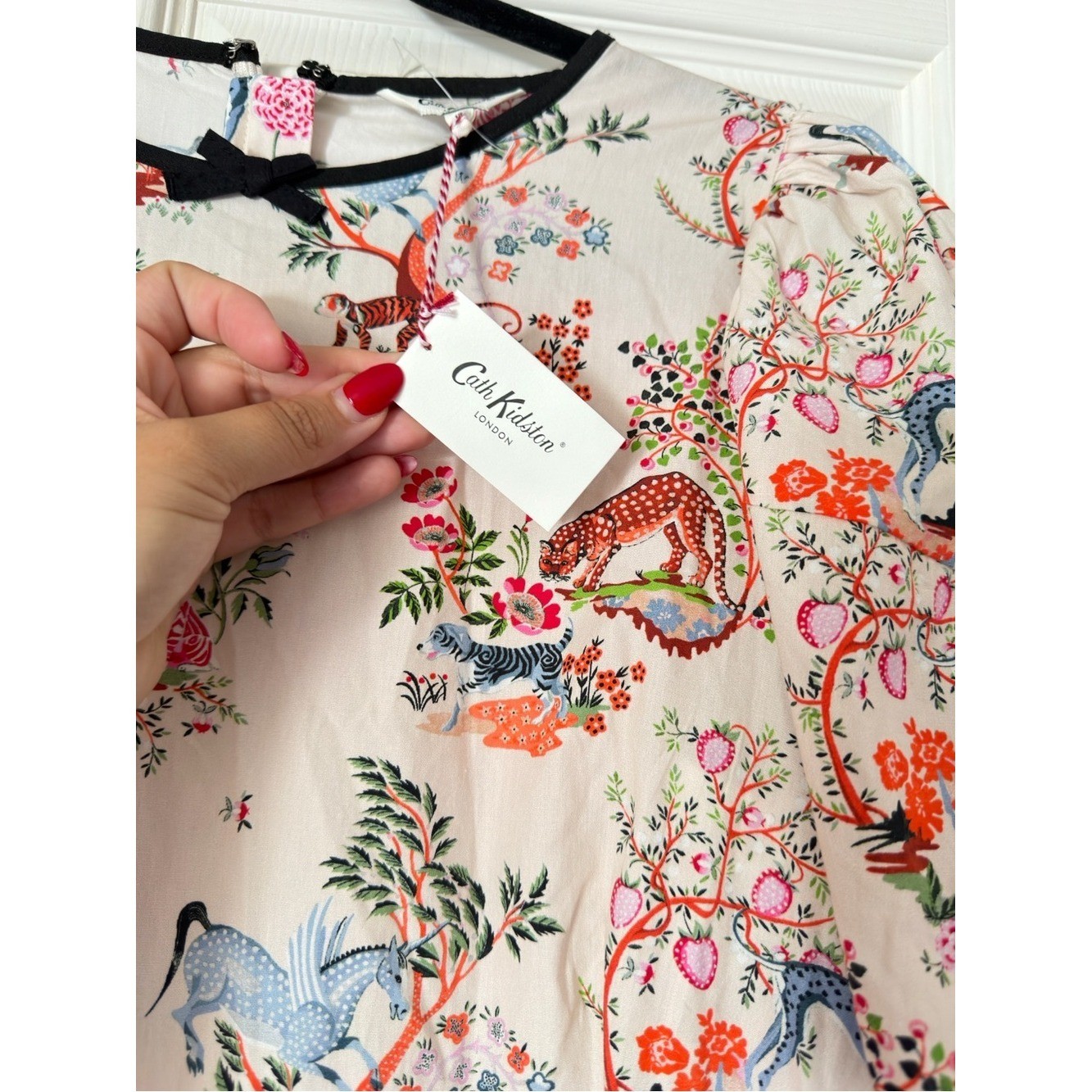 Beautiful Cath Kidston Cream Dress with Pink, Blue & Orange Animal Print