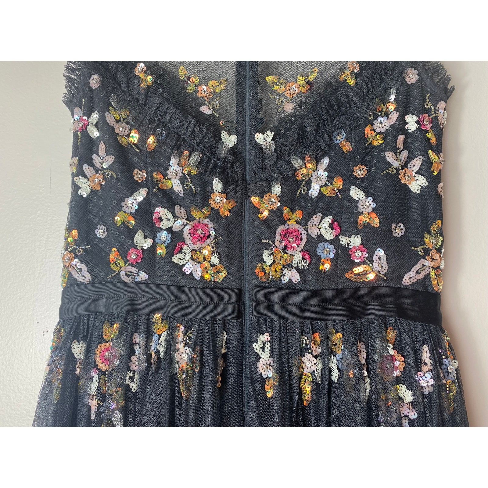 NEEDLE & THREAD DRESS 2 WEDDING GUEST MIDI SEQUIN FLORAL RUFFLE FORMAL BALLERINA