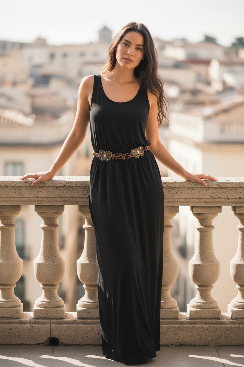 Black long dress with western buckle (MEDIUM) New with tags.