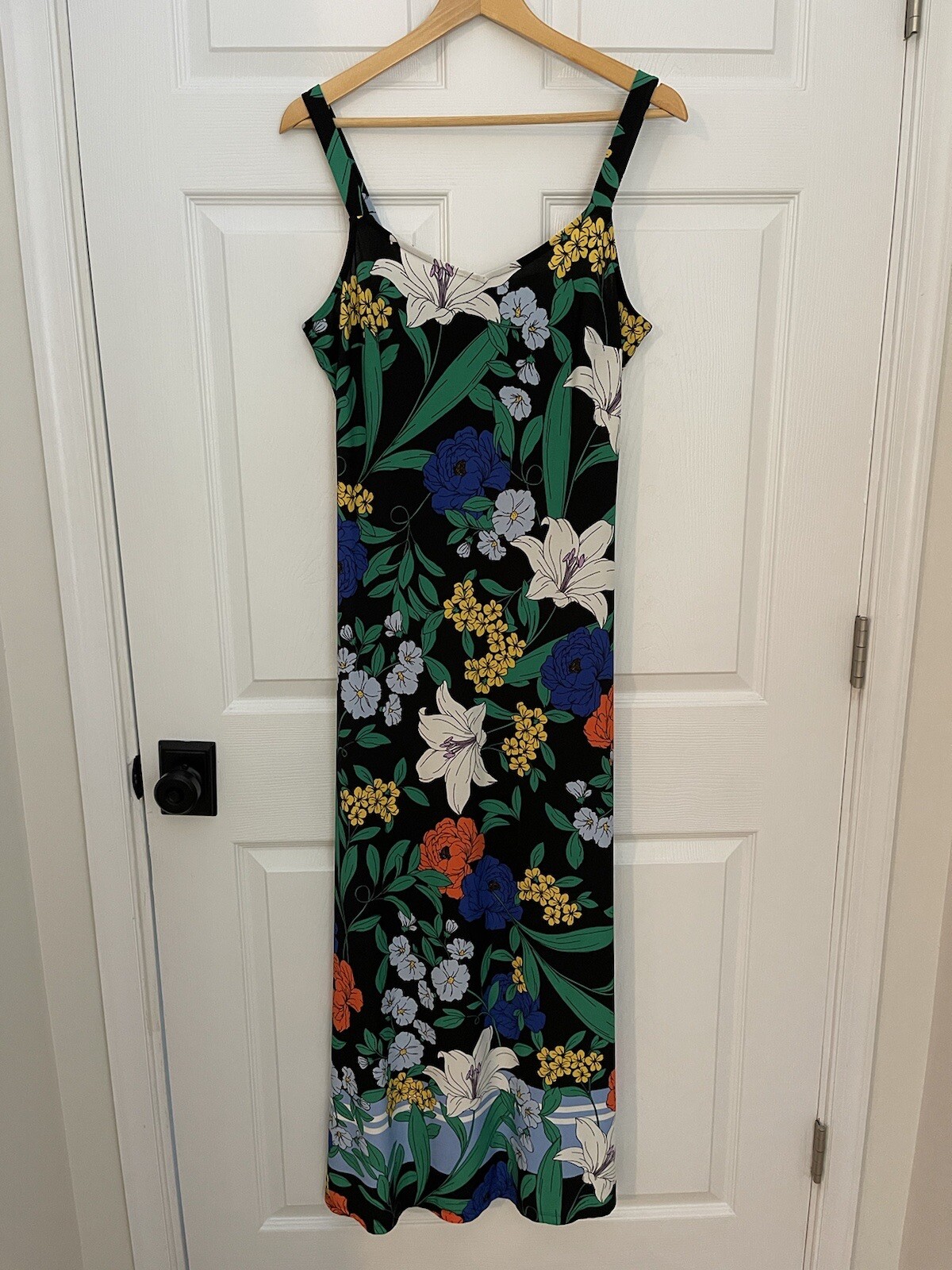Roz & Ali Floral Tropical Sexy Maxi Dress Vacation Womens M Excellent Condition