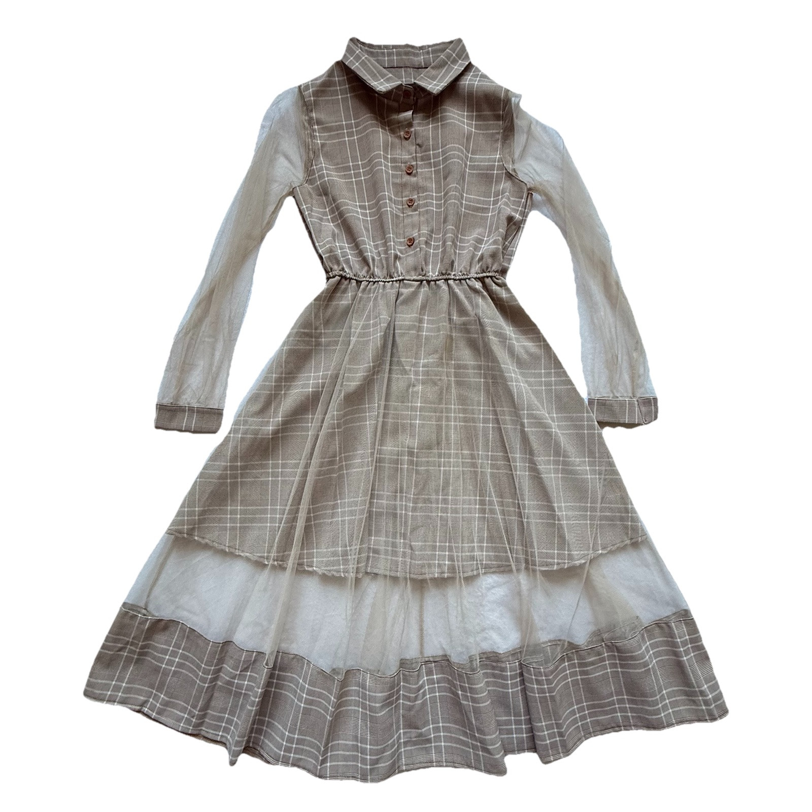 VTG Bespoke Handmade Unlabeled Dress S Cottagecore Prairie Trad 60s Layer Flare