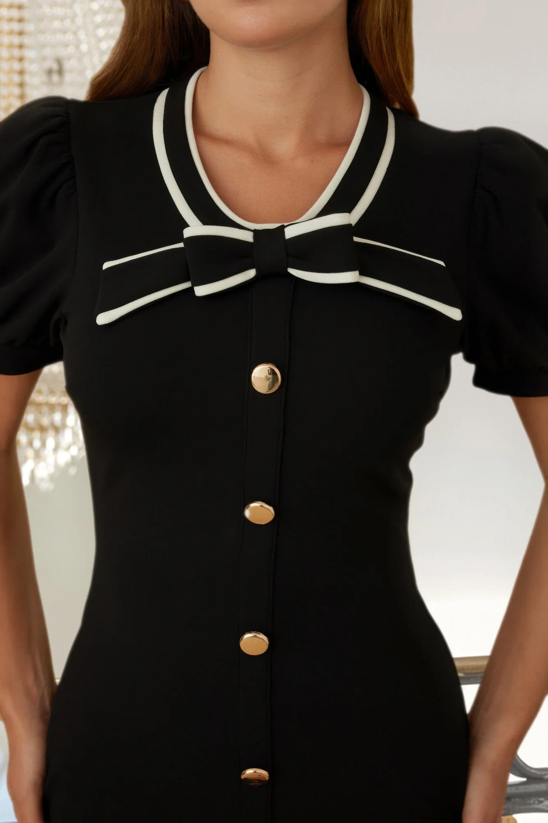 Ribbon Bow Short Button Up Dress