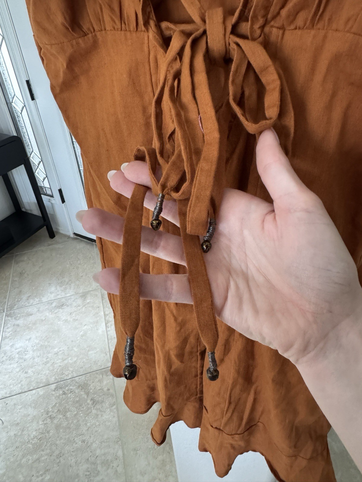 NWT Free People Like a Lady Orange Linen Blend Mini Dress Size M