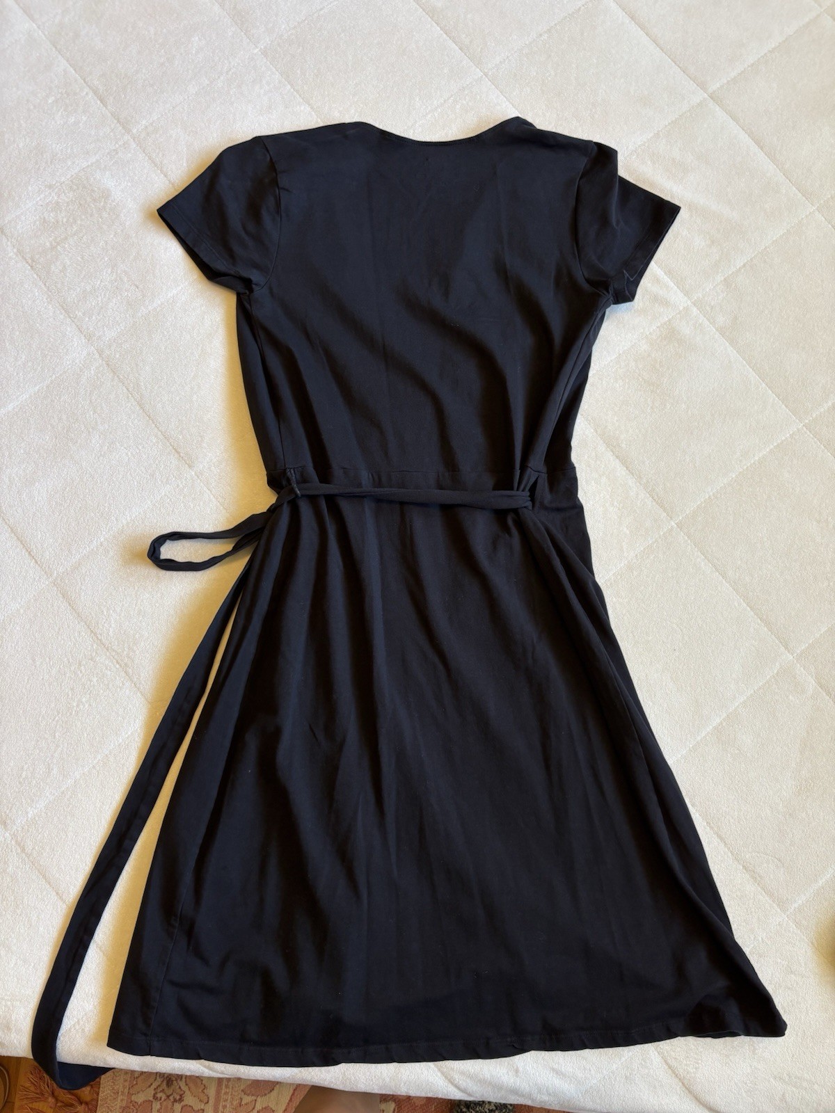 PACT Organic Cotton Black Wrap V Neck Dress Sz XS Short Slv (read description)