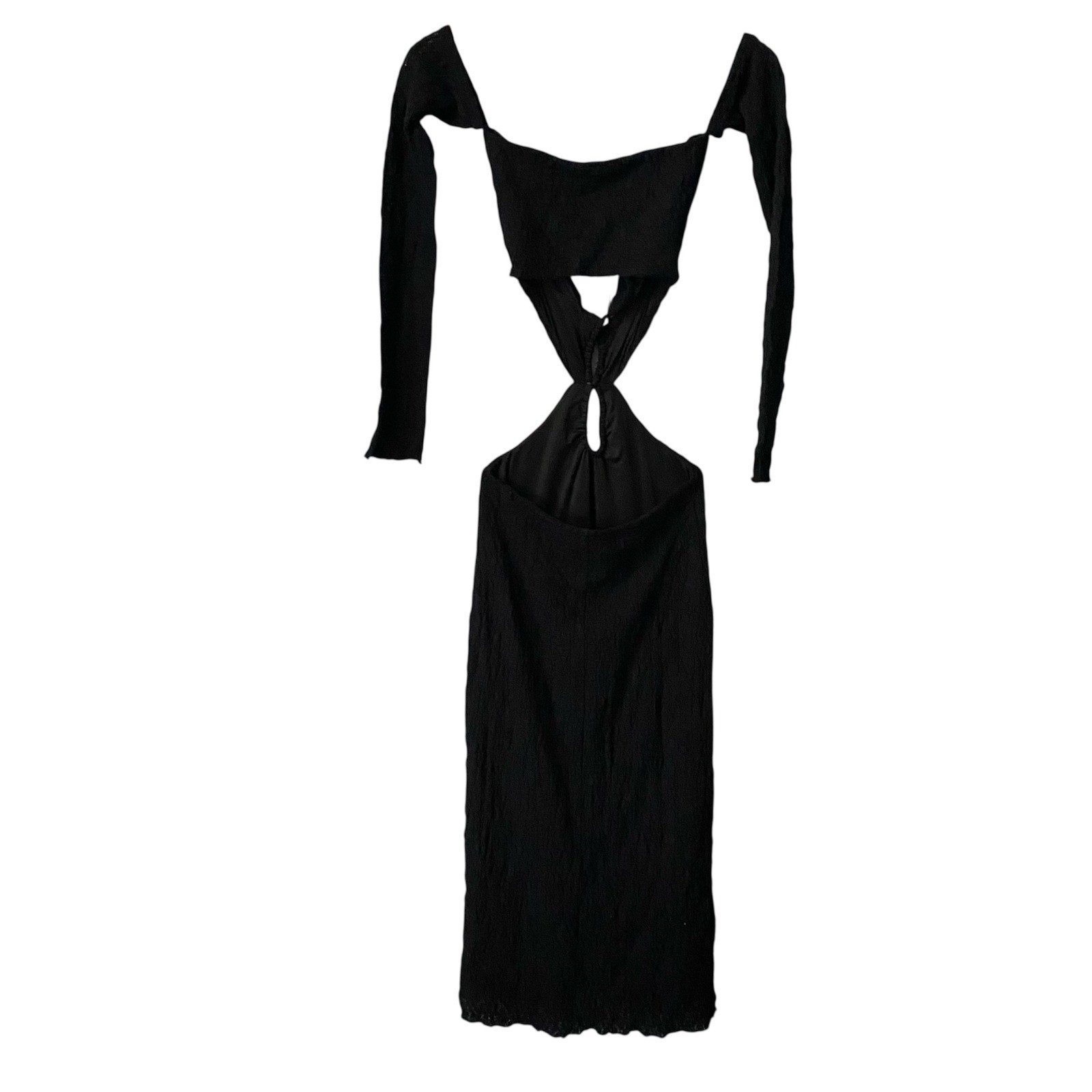 Revolve Tularosa Black Textured Cut-Out Lace-Up Long Sleeve Midi Dress Sz Small