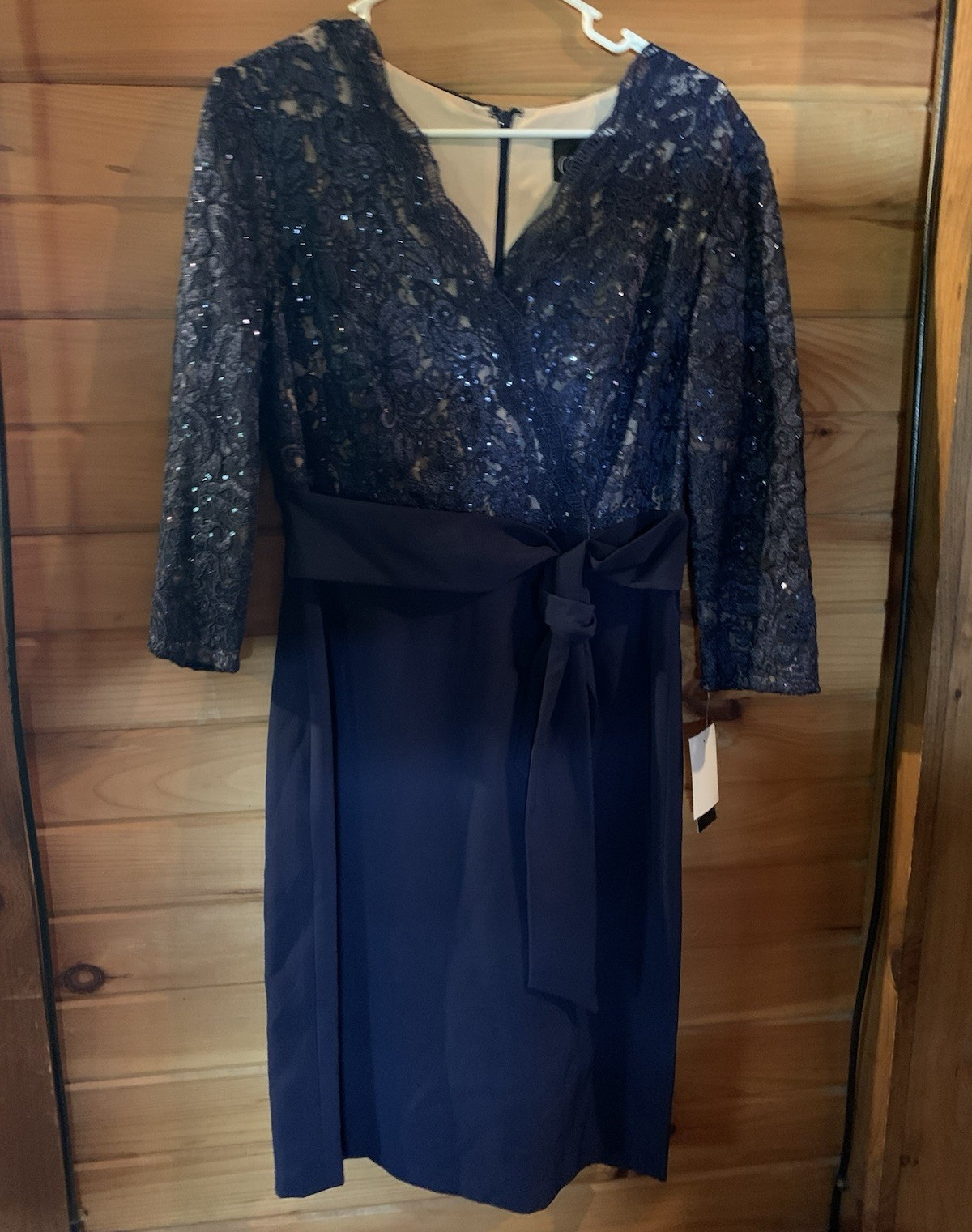Alex Evenings Women’s 10 Blue Lace Sequin 3/4 Sleeve Fit & Flare Dress