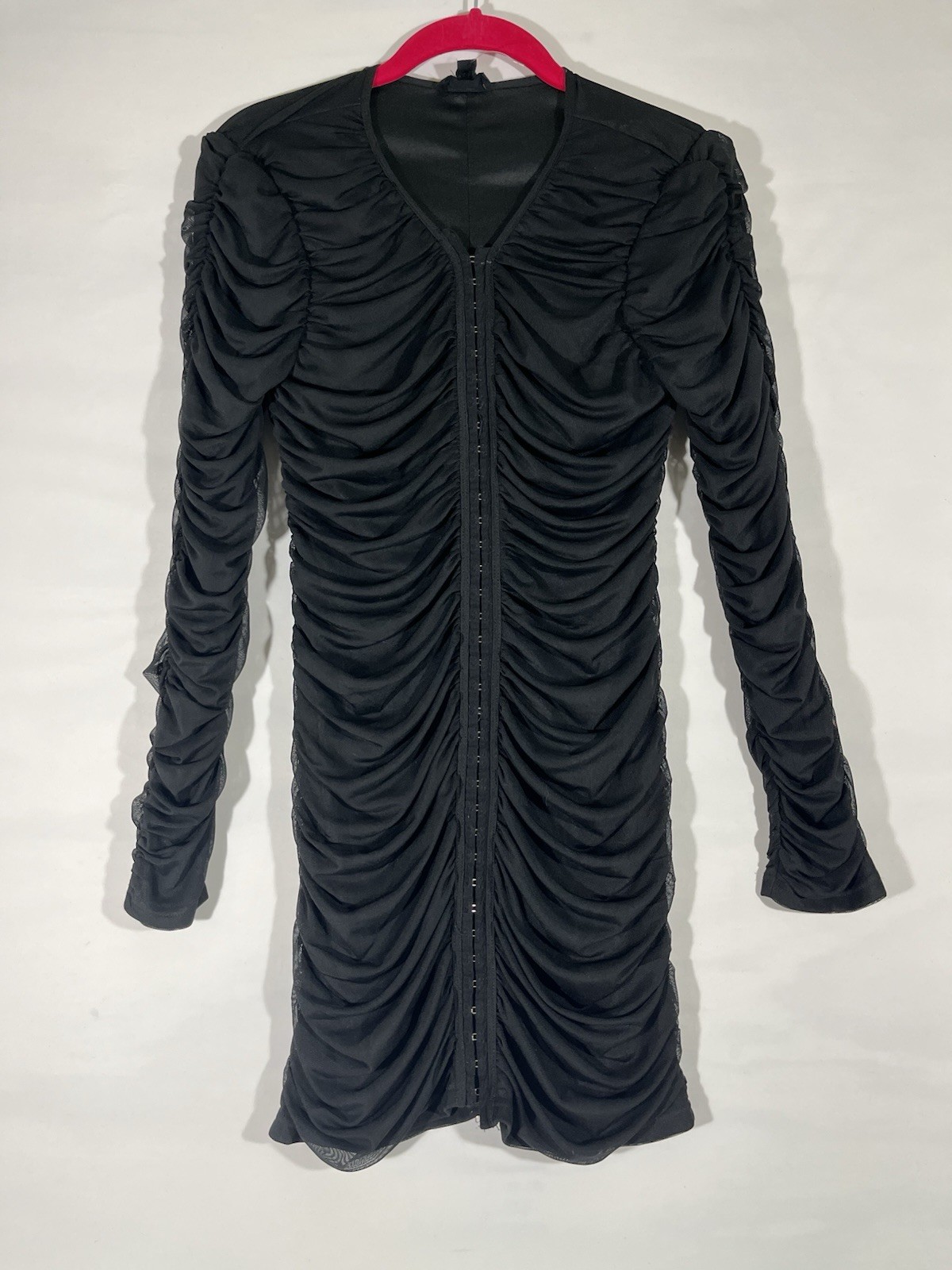 Fiestar Bodycon Ruched Dress Hook & Eye Closure Women’s L Black