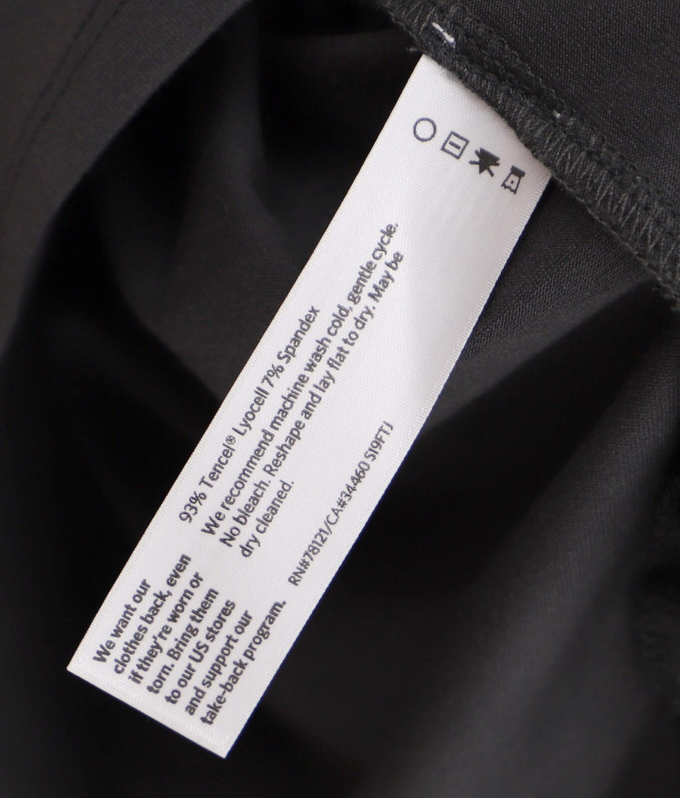 EILEEN FISHER Tencel High-Low Tunic Dress Dark Gray Charcoal Half-Sleeves Size L