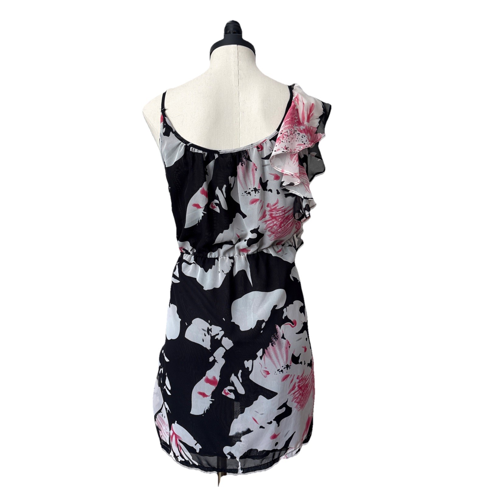 EUC **RUE 21** Fully Lined Layered Dess Size L 100% black Floral Ruffle girly L