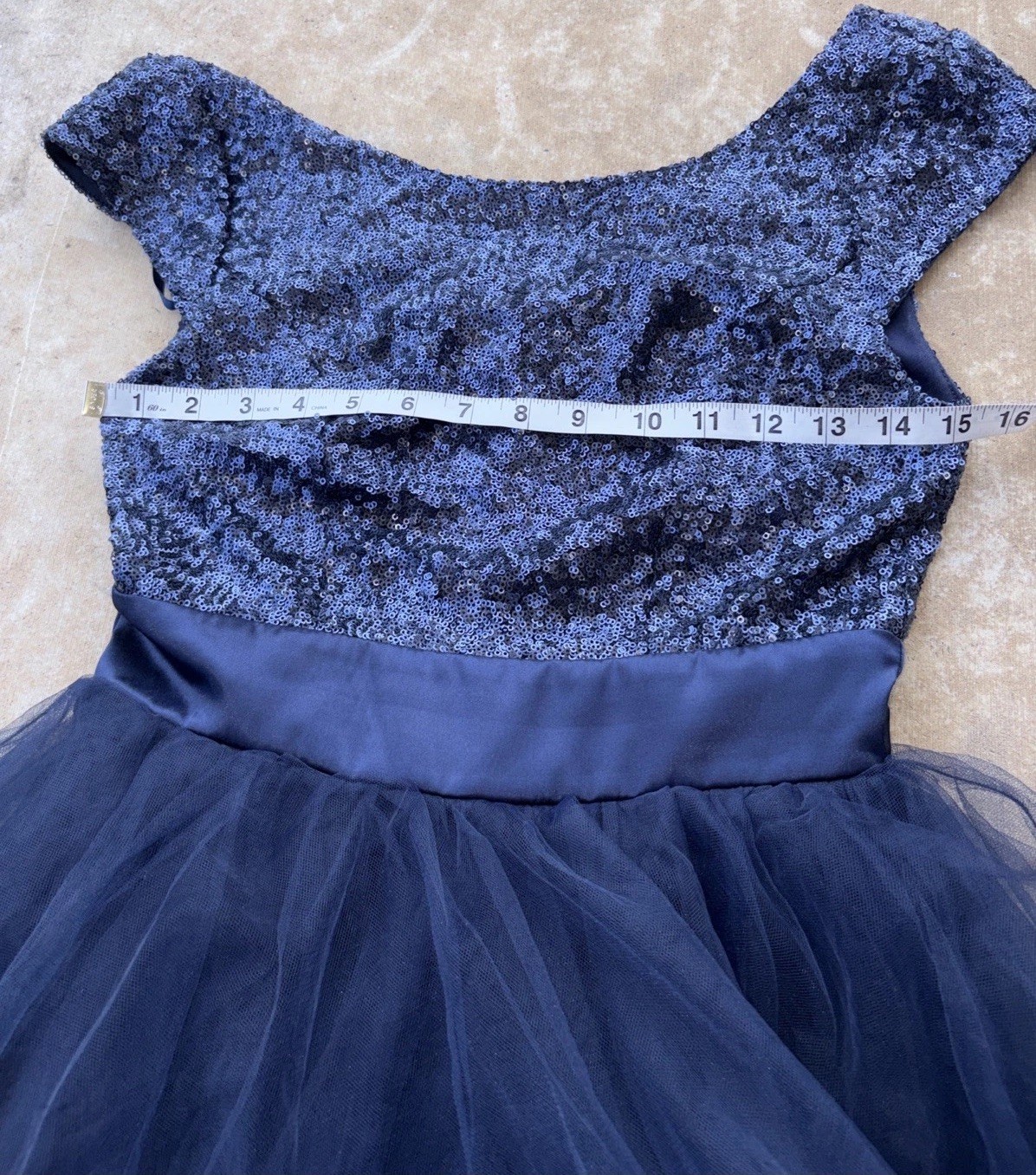 Trixxi Dress Juniors Sequins Tulle Navy Blue Royal Party FitFlare Fairy Empire•3