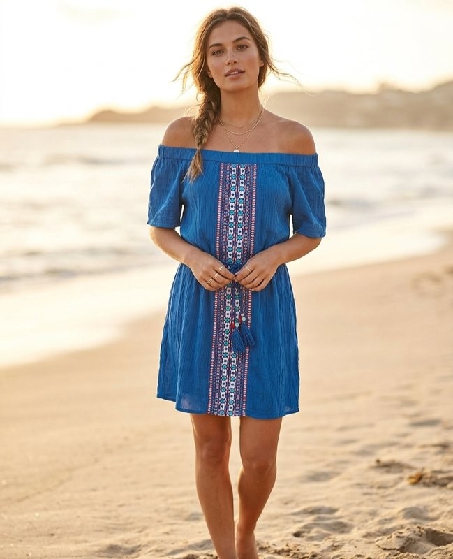 Women Monsoon Dress Navy Polyester S