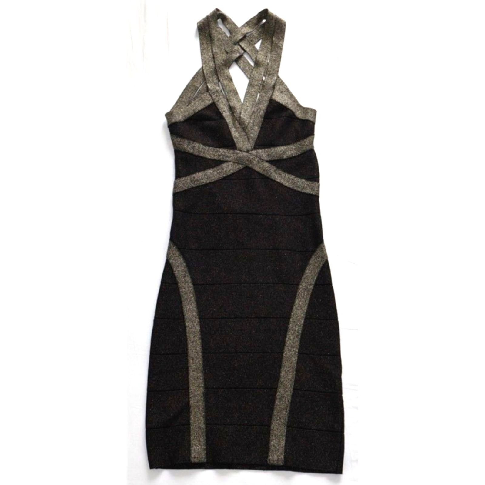 Bebe Sparkly Strappy Bandage Dress XS