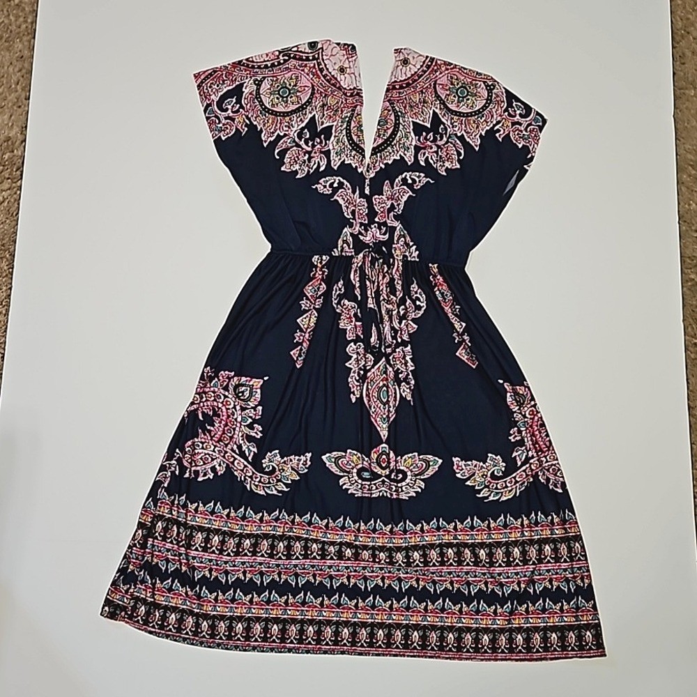 Womens Miss Cocoa dress in Navy Blue and Pink