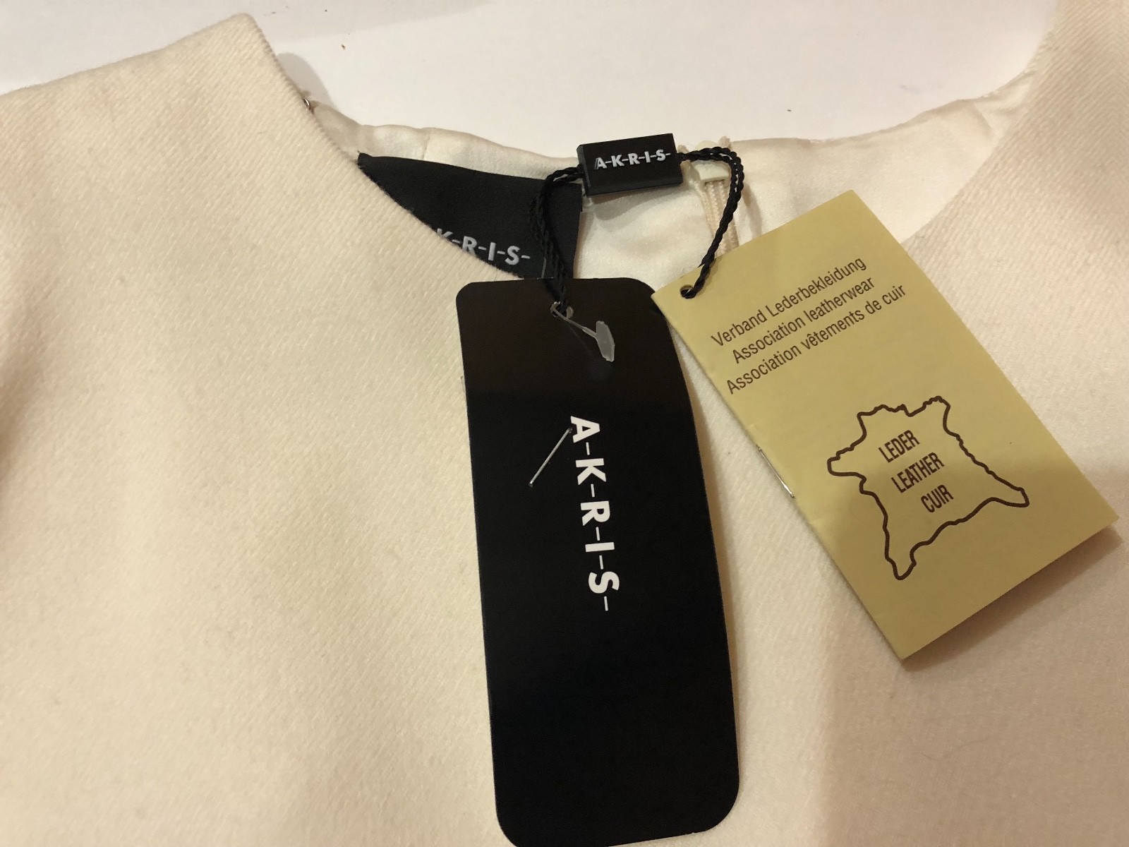 Akris Shearling Fur-Trimmed Apron Ivory Dress Size 12