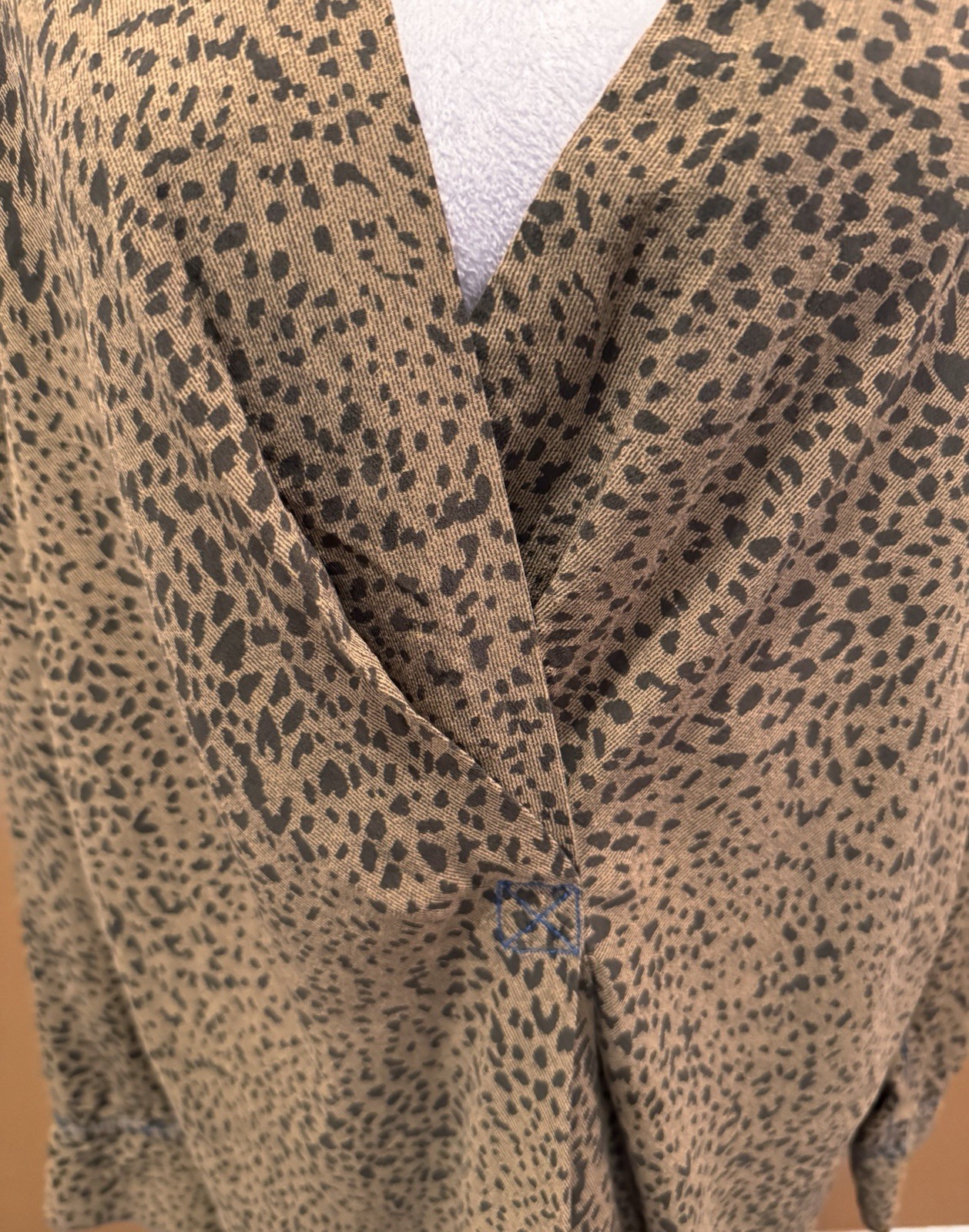 Rag & Bone Shields Slip Mini Dress Tan Drape 100% SILK Animal Print Size L