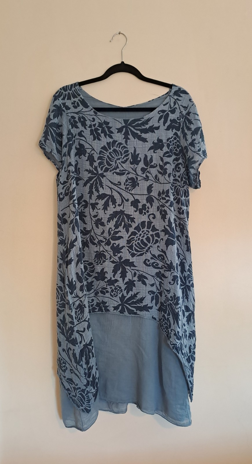 blue loose fit one-size comfortable fun indie cotton women’s dress