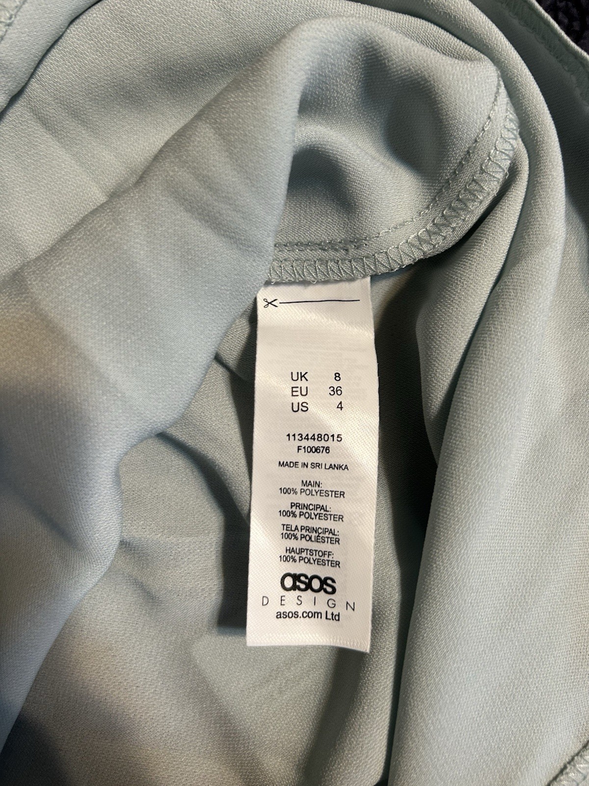 ASOS DESIGN US 4 Light Blue Solid V-Neck Wrap Midi Dress Lightweight Zip