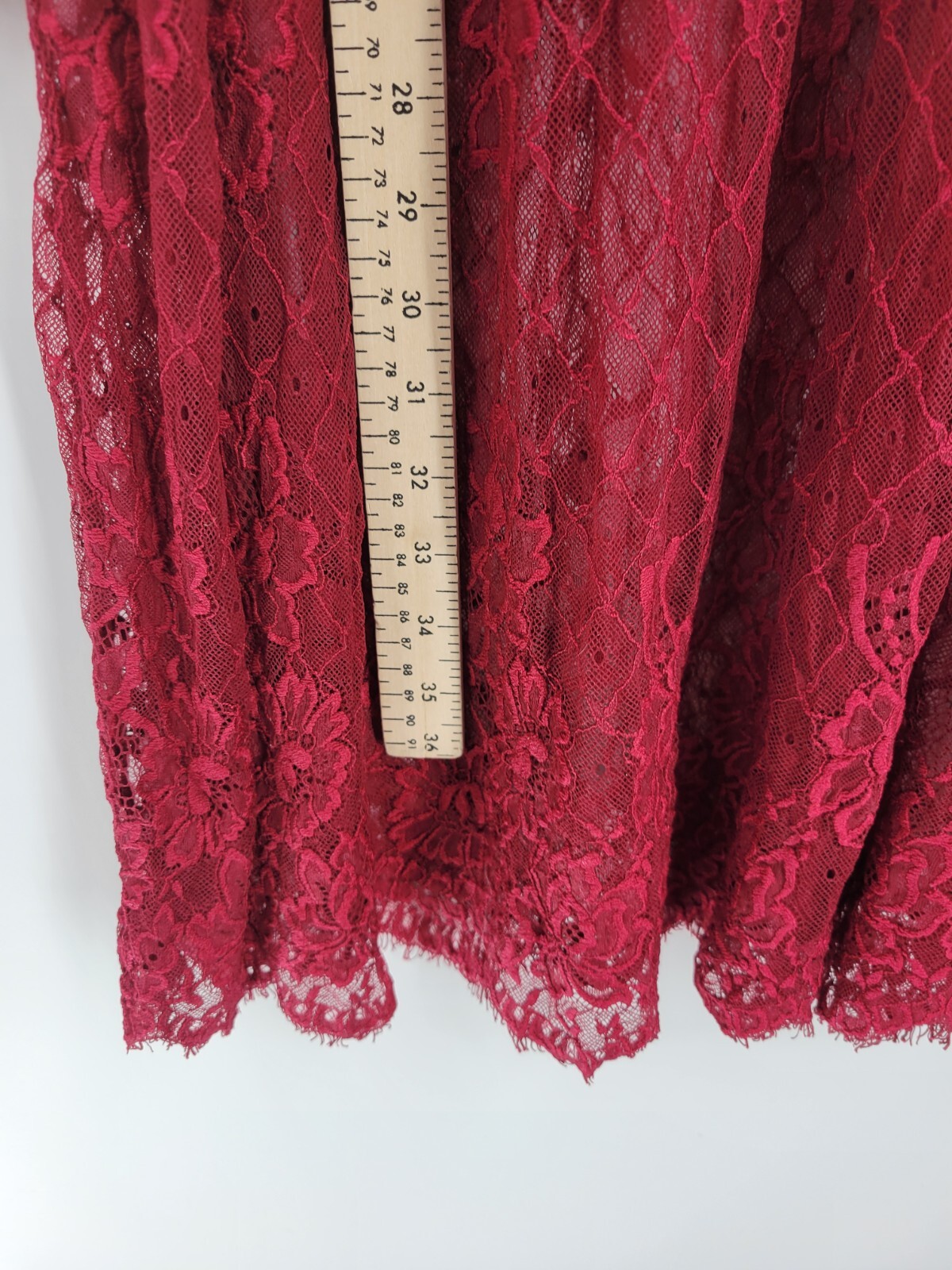 Suzanne Betro Dress Womens Large Maroon Lace Long Sleeve Sheer Flowy Romantic