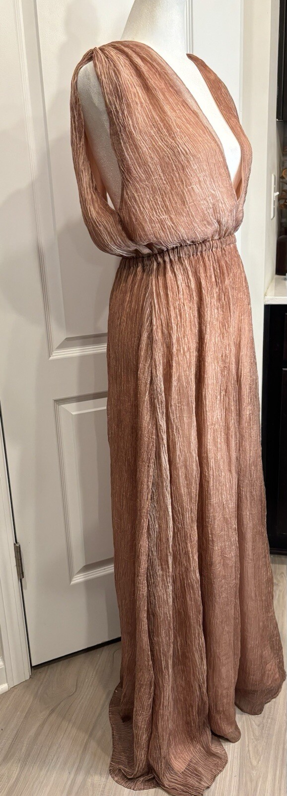 BOBI BLACK (Revolve) Formal Maxi Dress XS Double V-neck Boho Flowy Feminine
