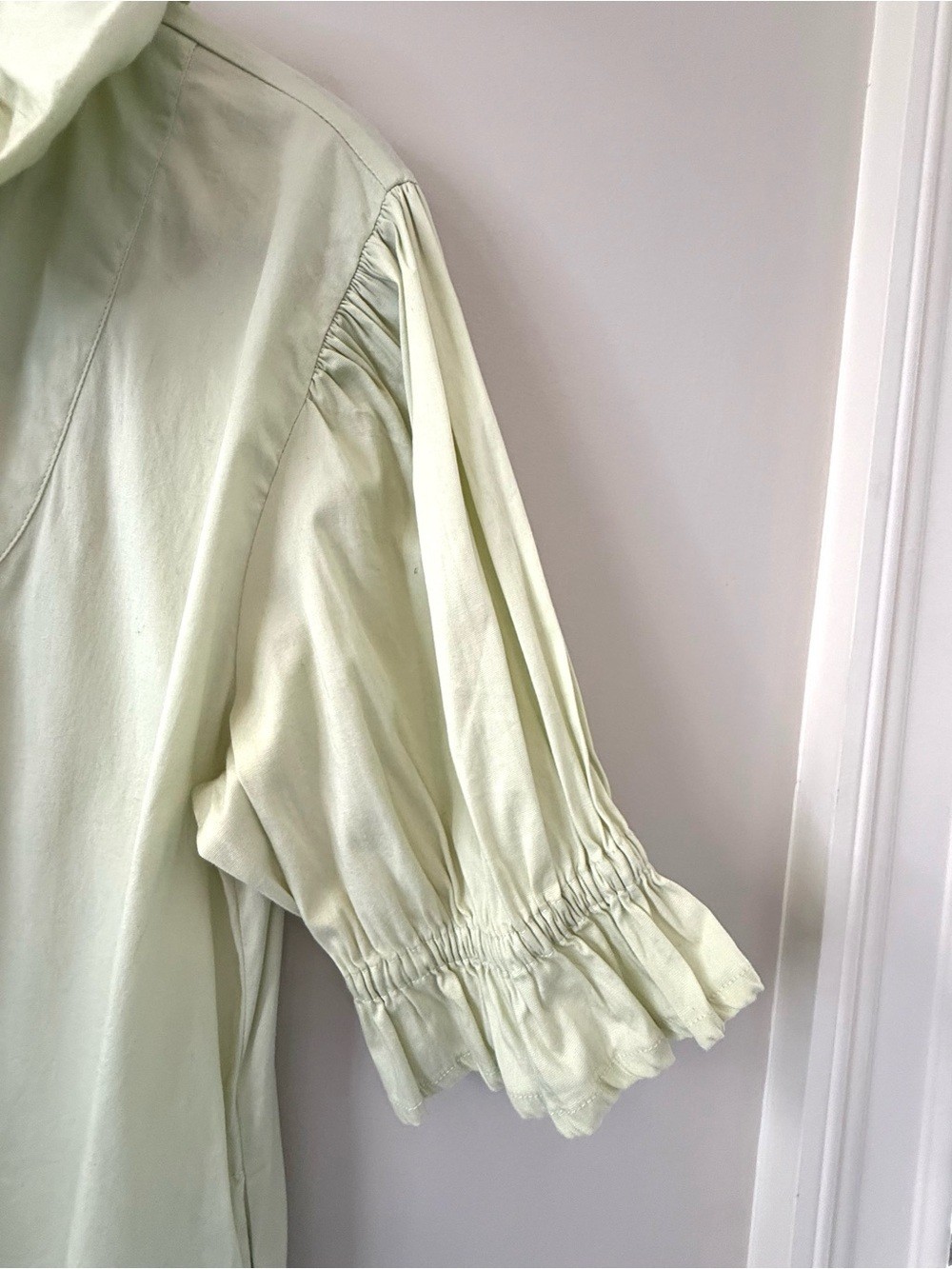 S’Edge Light Mint Cotton Puff Sleeve Tiered Dress Size Large Cottage-core