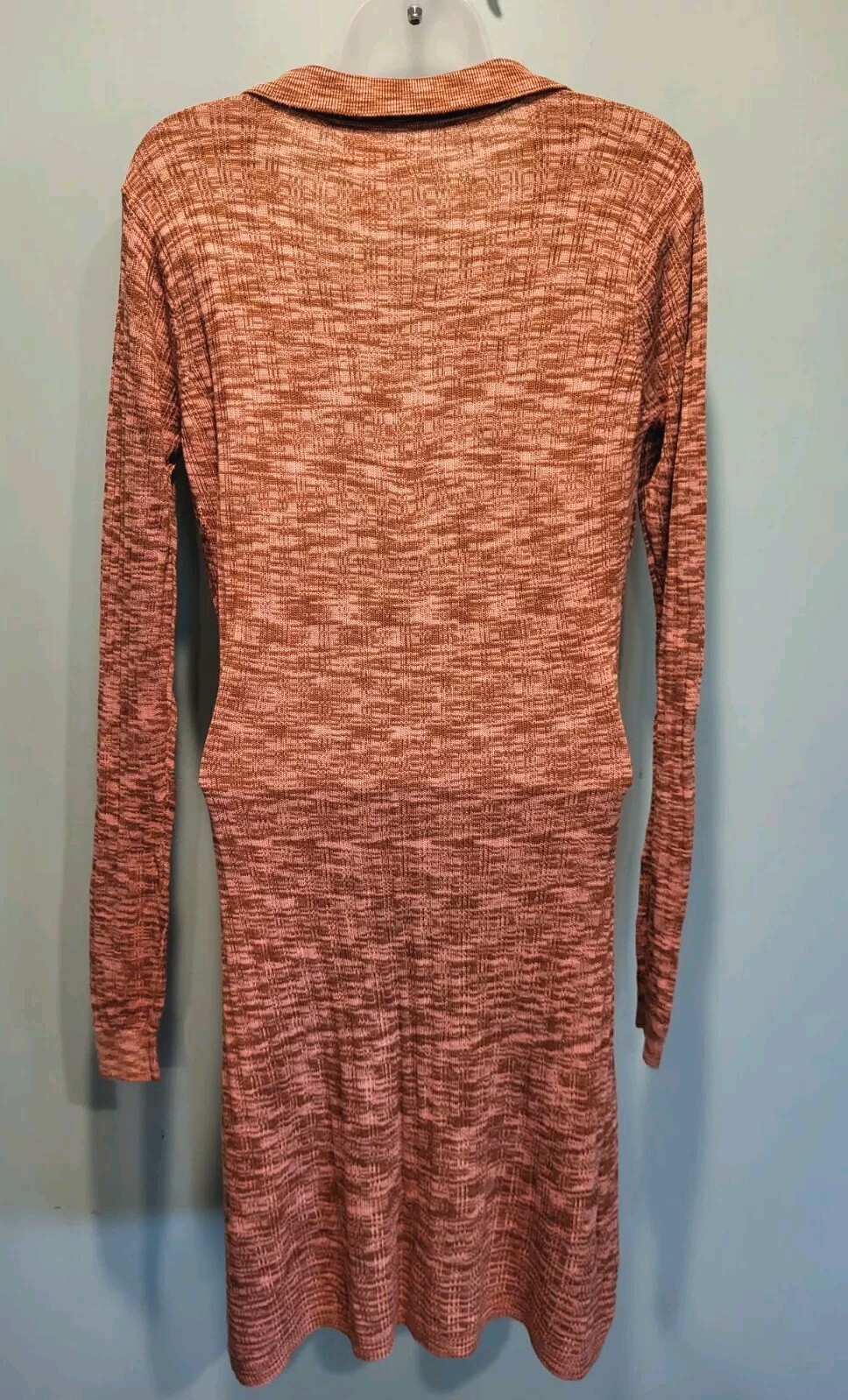 New L Space Aria Dress Lightweight Knit Long Sleeve Heathered Pink Brown Sz XL