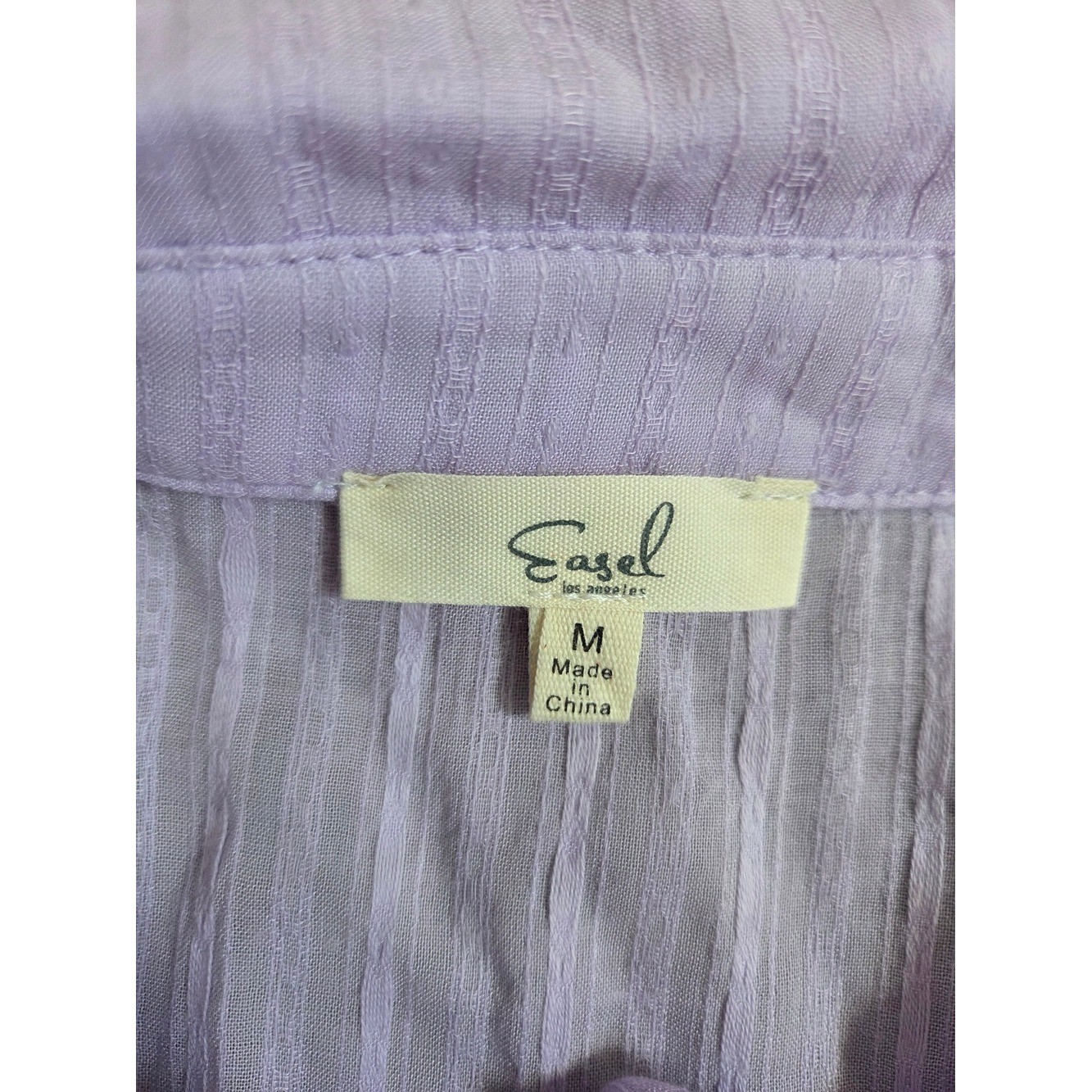 Easel Lavender Gauze Peasant Bohemian Mini Dress / Tunic Top with Tie Neck