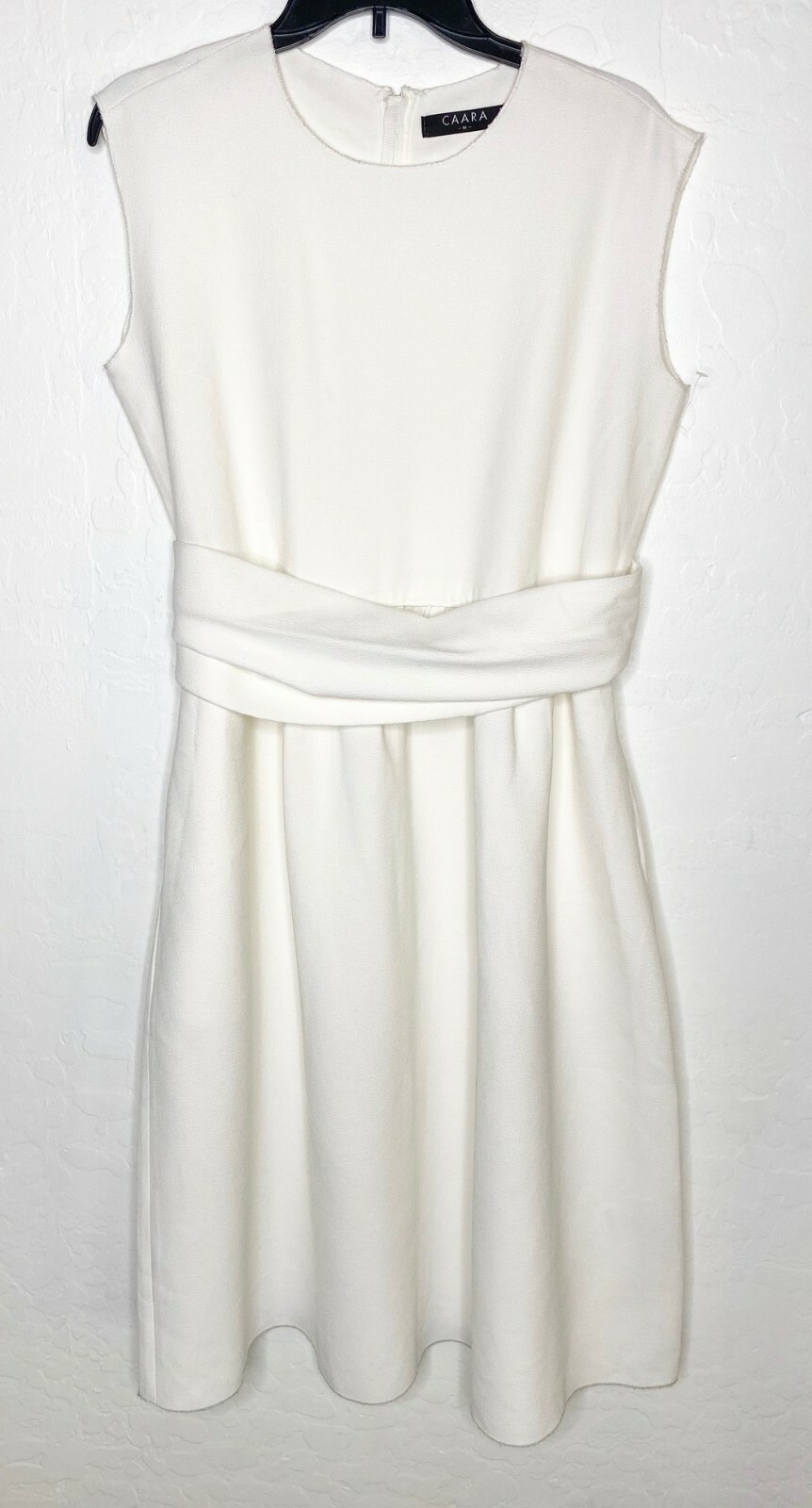 CAARA White Belted Wrap Inspired Side Pocket Crepe Shift Dress M = 6/8 Nordstrom