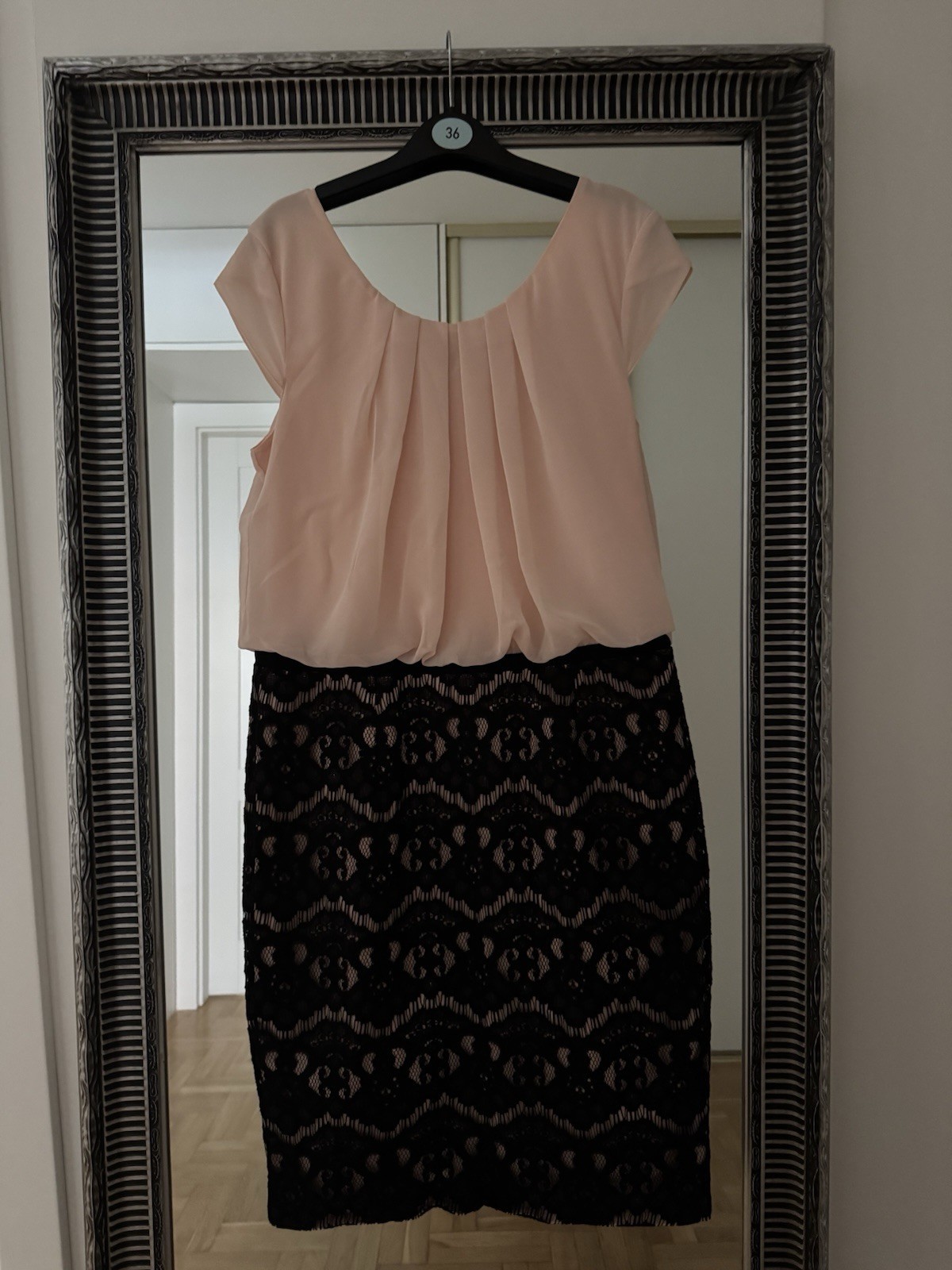 Women’s formal dress Cafalla 44 Poland with lace, powder pink and black