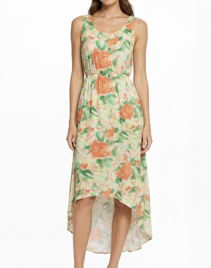 Alice + Olivia Kelty High Low Floral Tank Dress Watercolor Print Size 0