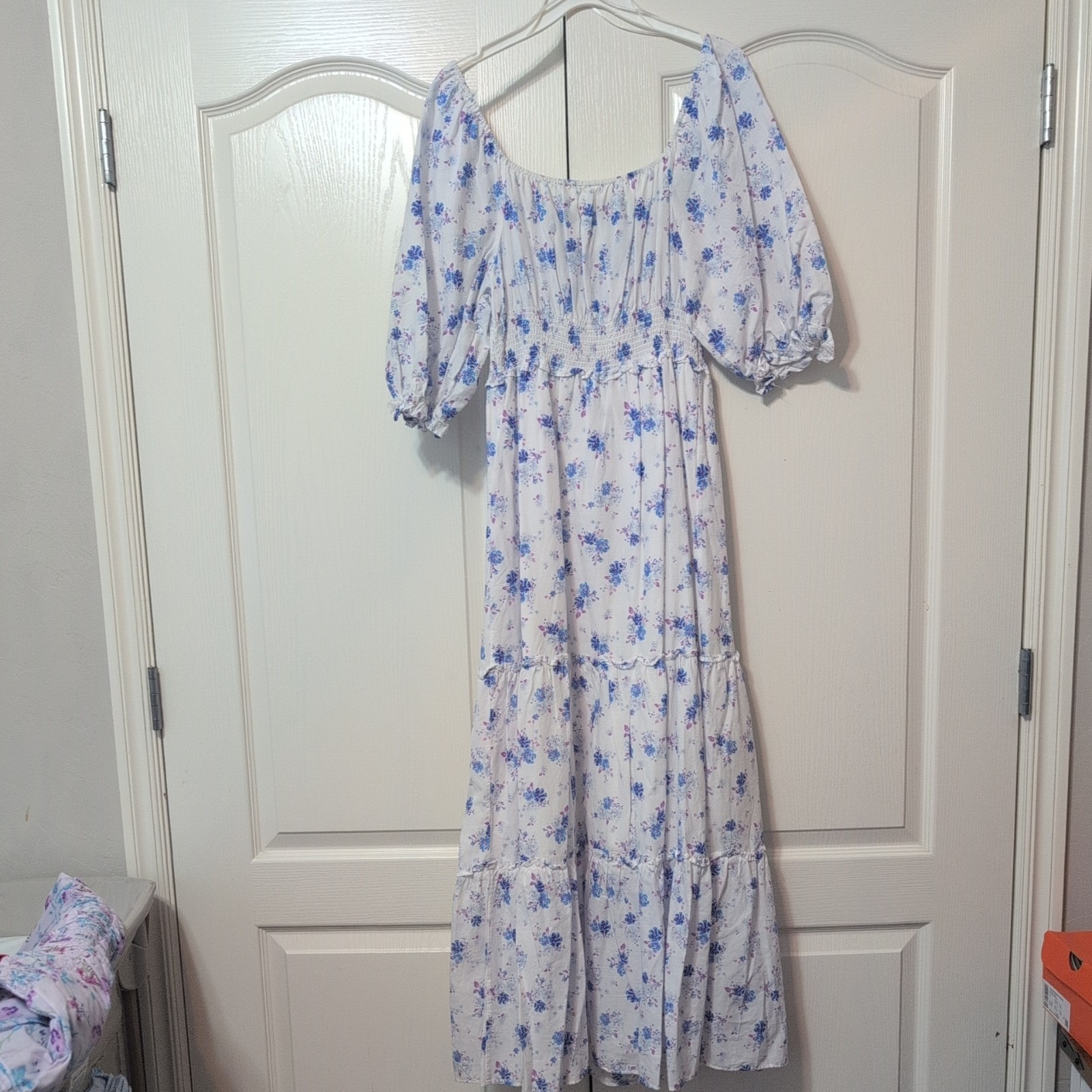 LOVESHACKFANCY X TARGET Size Small Dress White Purple Floral Cotton Cottagecore