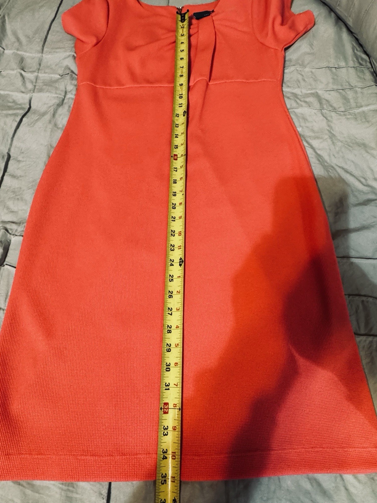 Gabby Skye Dress Womens 12 Red Sheath Bow Detail Short Sleeve Career