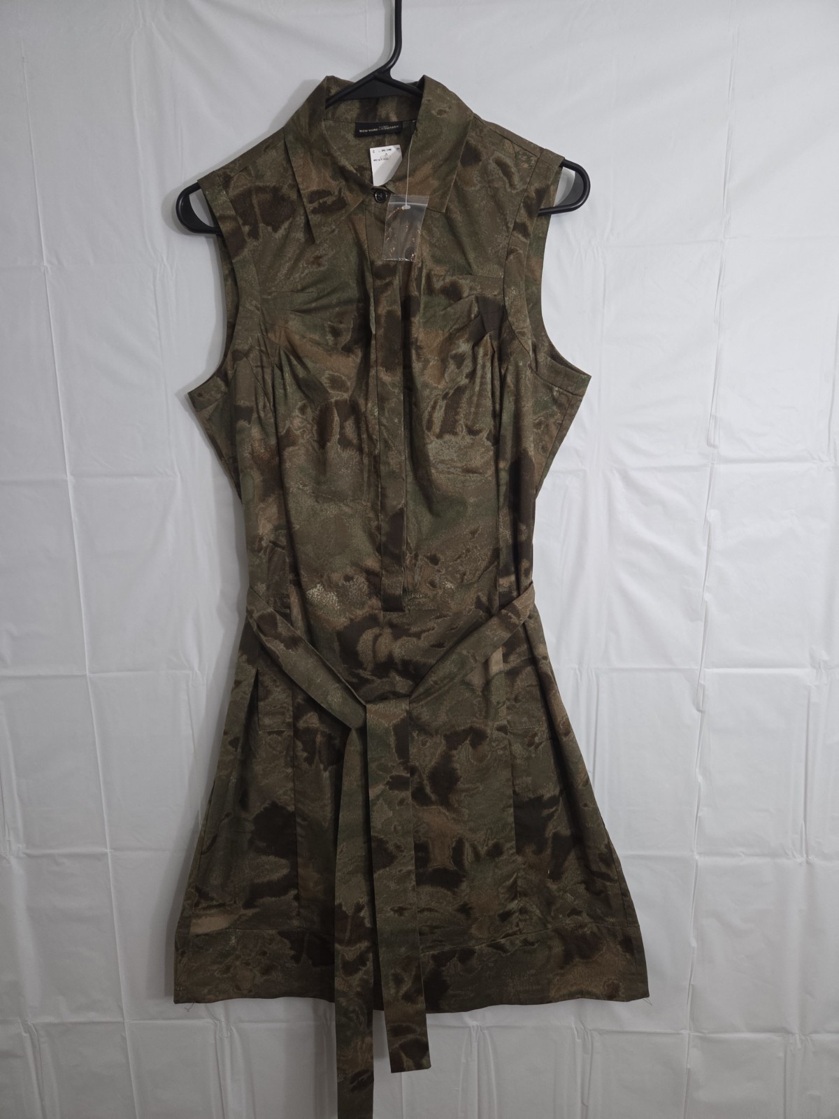 NWT New York & Company Sleeveless Midi Dress Womens Size 6 Camo Cotton Blend