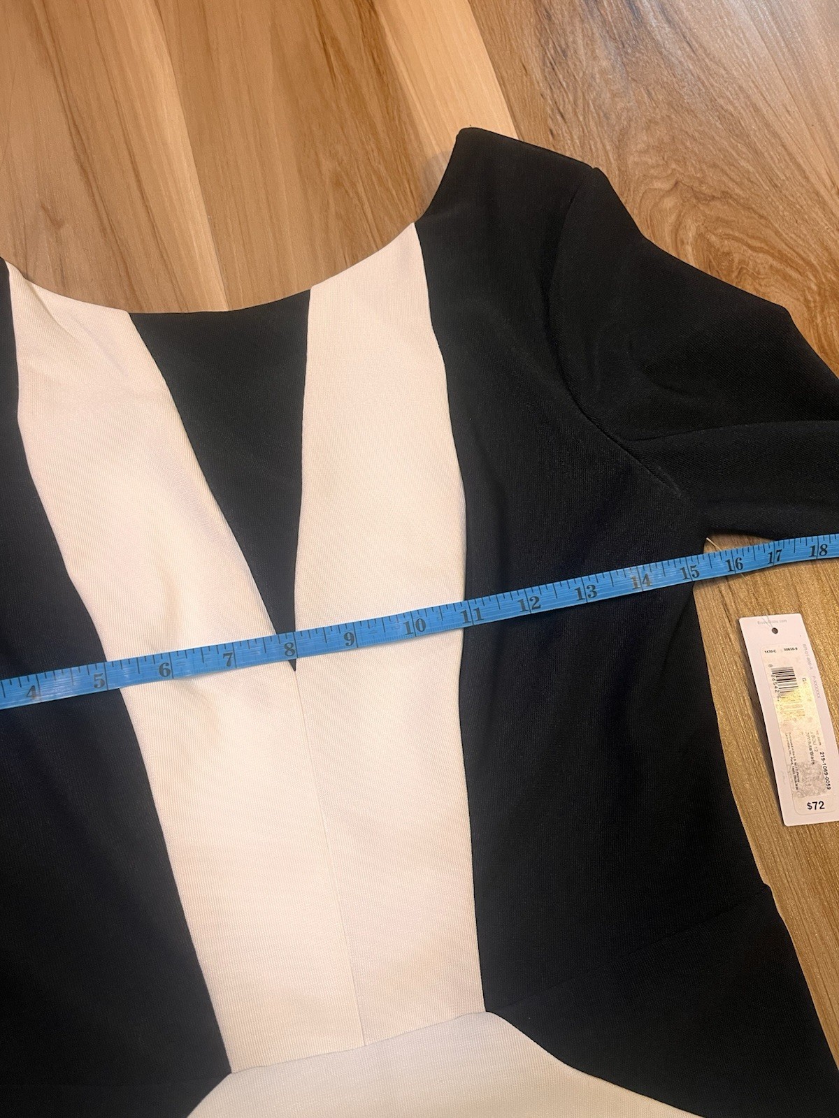 $72 New Bisou Bisou Sz 8 Black White Colorblock Pencil Dress Bodycon Preppy NWT